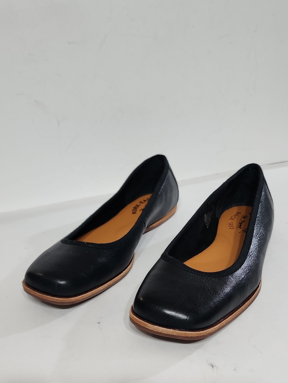 Kork Ease Palermo Ballet Flat Shoes Slip On Square Toe Leather Black Size 7